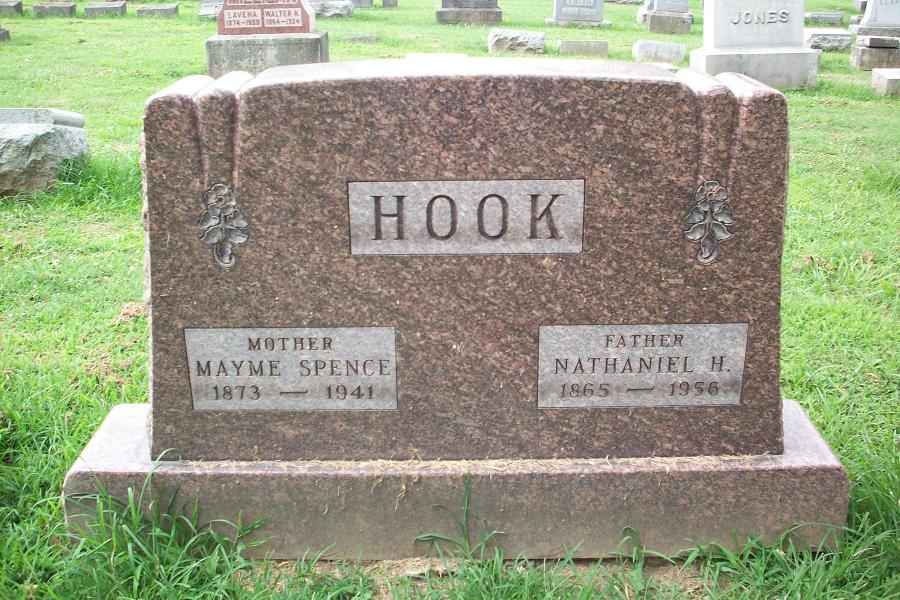Mayme A. (Spence) and Nathaniel H. Hook - headstone
